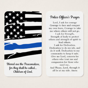 Politieagent Prayer Card Blue Law Enforcement Visitekaartje