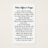 Politieagent Prayer Card Blue Law Enforcement Visitekaartje (Achterkant)