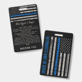 Politieagent Prayer Card Thin Blue Line Badge (Voor- en achterkant)
