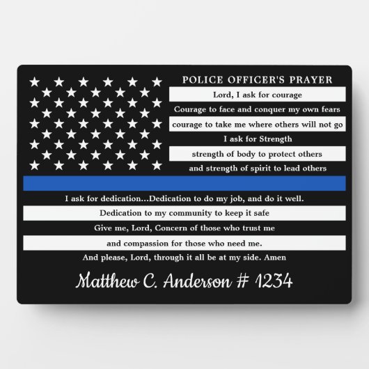 Politieagent Prayer Gift Thin Blue Line Fotoplaat (voorkant)
