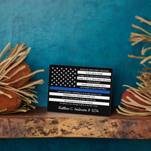 Politieagent Prayer Gift Thin Blue Line Fotoplaat (Zijkant)