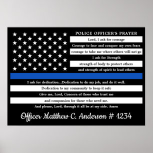 Politieagent Prayer Gift Thin Blue Line Poster