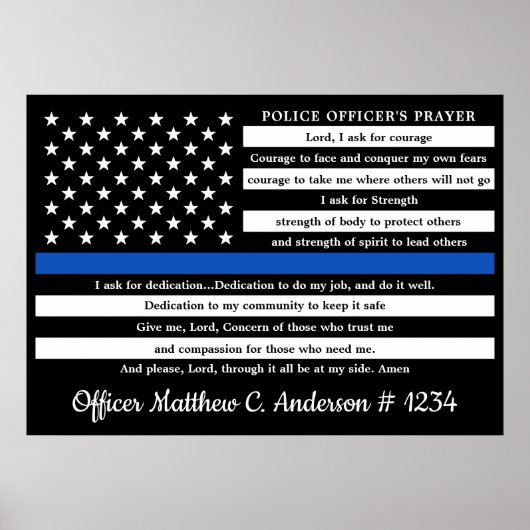 Politieagent Prayer Gift Thin Blue Line Poster (Voorkant)