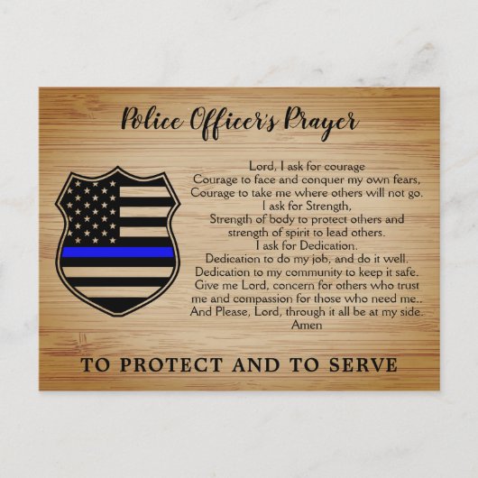 Politieagent Prayer Rustic Thin Blue Line Vlag Briefkaart (Voorkant)
