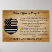 Politieagent Prayer Rustic Thin Blue Line Vlag Poster (Voorkant)
