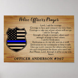 Politieagent Prayer Rustic Thin Blue Line Vlag Poster