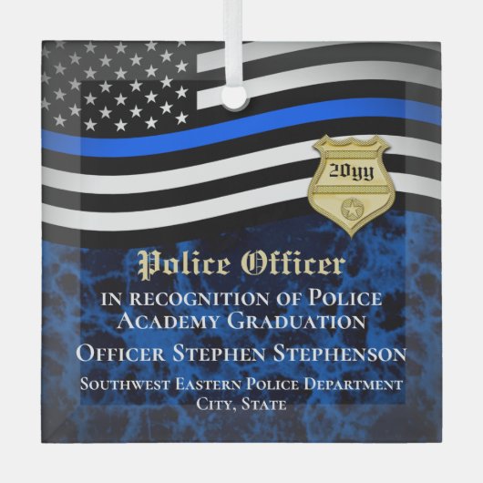 Politieagent Rechtshandhaving Douane Afstuderen Glas Ornament (Voorkant)