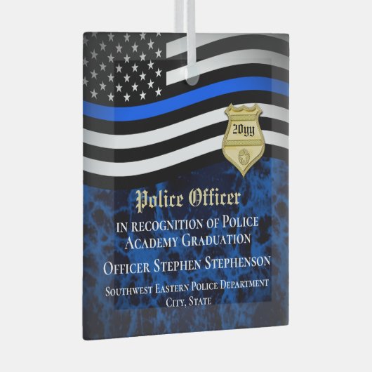 Politieagent Rechtshandhaving Douane Afstuderen Glas Ornament (Voorkant Rechts)