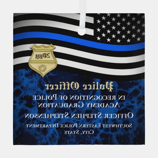 Politieagent Rechtshandhaving Douane Afstuderen Glas Ornament (Achterkant)