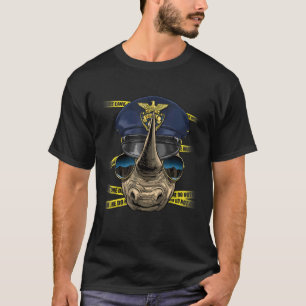 Politieagent Rhinoceros PD Cop Crime Scene Afric T-shirt