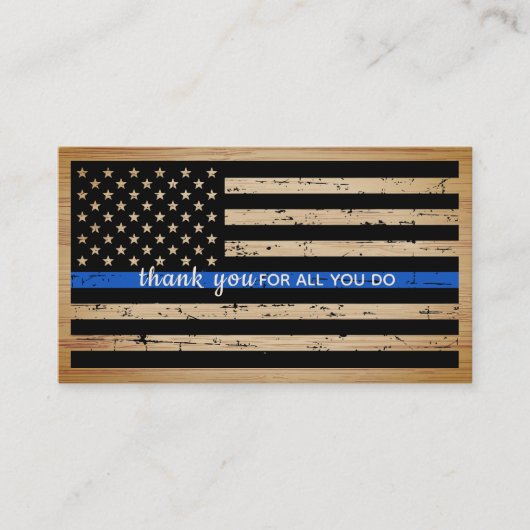 Politieagent rustieke dunne blauwe lijn dank u visitekaartje (Voorkant)
