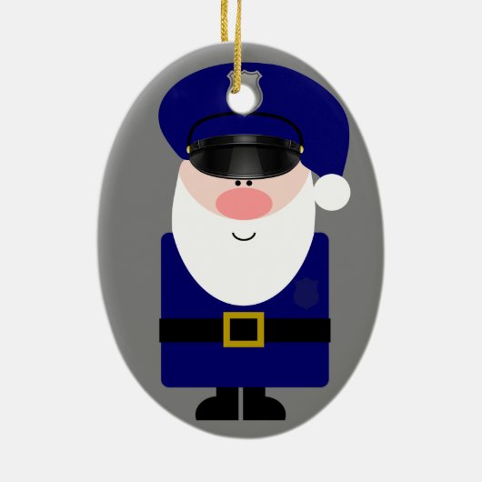 Politieagent Santa Keramisch Ornament (Achterkant)