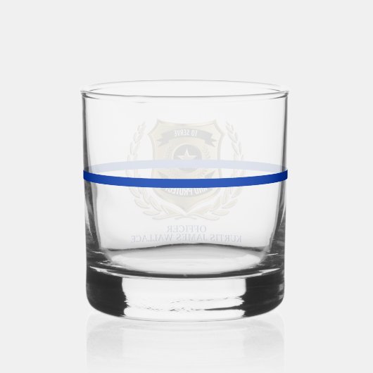 Politieagent Shield Gepersonaliseerde Rocks Glass Whisky Glas (Achterkant)