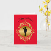 Politieagent Silhouette kerstkaart Kaart (Gele Bloem)