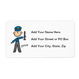 Politieagent Stickfiguur Etiket