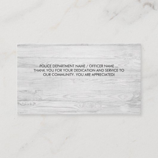 Politieagent Thin Blue Line Bulk Dank u Visitekaartje (Achterkant)