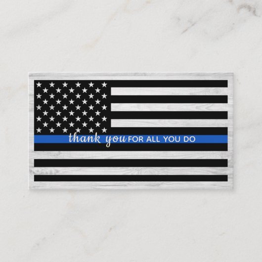 Politieagent Thin Blue Line Bulk Dank u Visitekaartje (Voorkant)