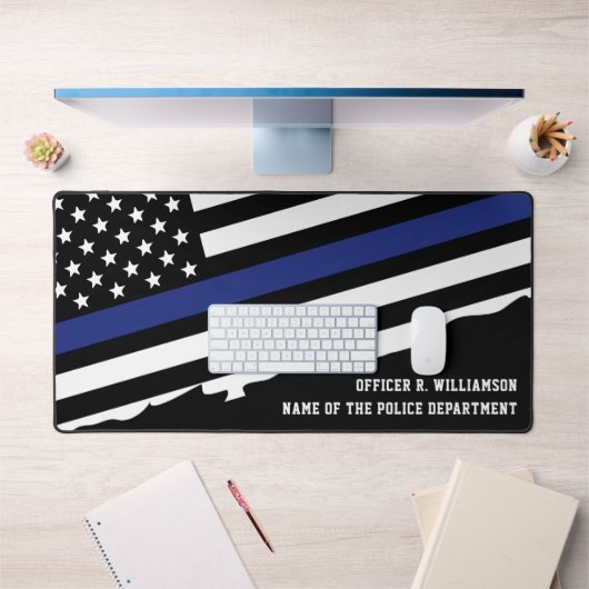 Politieagent Thin Blue Line Flag Custom Bureaumat (Kantoor 1)