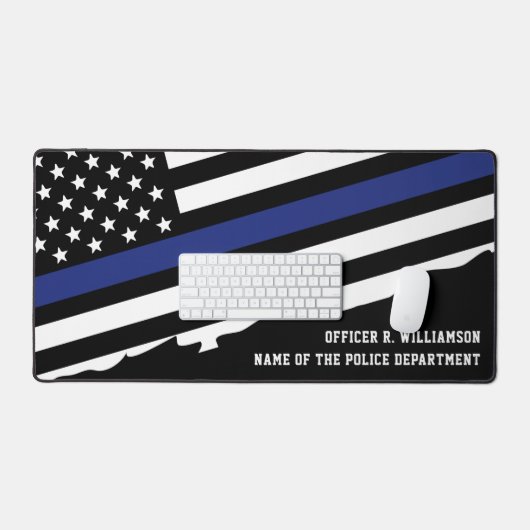 Politieagent Thin Blue Line Flag Custom Bureaumat (Keyboard & Muis)