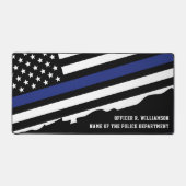 Politieagent Thin Blue Line Flag Custom Bureaumat (Voorkant)