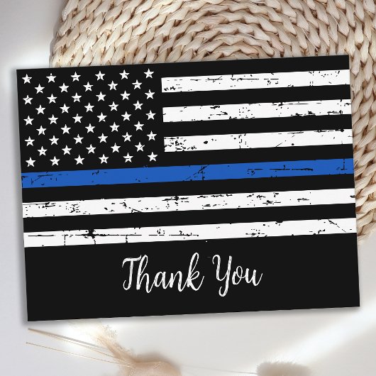 Politieagent Thin Blue Line Flag Dank u Briefkaart
