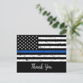 Politieagent Thin Blue Line Flag Dank u Briefkaart (Staand voorkant)