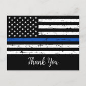 Politieagent Thin Blue Line Flag Dank u Briefkaart (Voorkant)