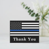 Politieagent Thin Blue Line Flag Dank u Briefkaart (Staand voorkant)