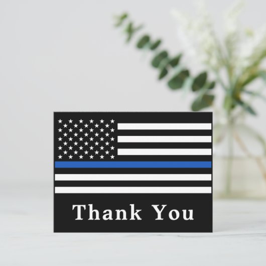 Politieagent Thin Blue Line Flag Dank u Briefkaart (Staand voorkant)