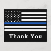 Politieagent Thin Blue Line Flag Dank u Briefkaart (Voorkant)