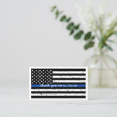 Politieagent Thin Blue Line Flag Dank u Visitekaartje (Staand voorkant)