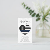 Politieagent Thin Blue Line Flag Heart bedankt Visitekaartje (Staand voorkant)