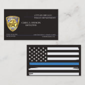 Politieagent Thin Blue Line Flag Law Enforcement Visitekaartje (Voorkant / Achterkant)