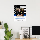 Politieagent Thin Blue Line Graduparty Poster (Thuiskantoor)
