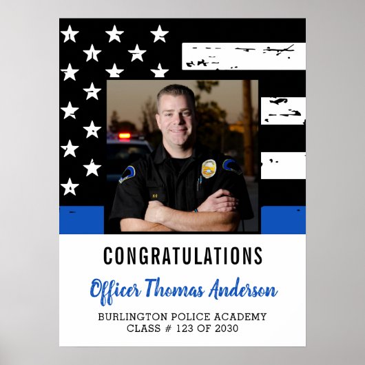 Politieagent Thin Blue Line Graduparty Poster (Voorkant)