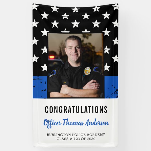 Politieagent Thin Blue Line Graduparty Spandoek (Verticaal)