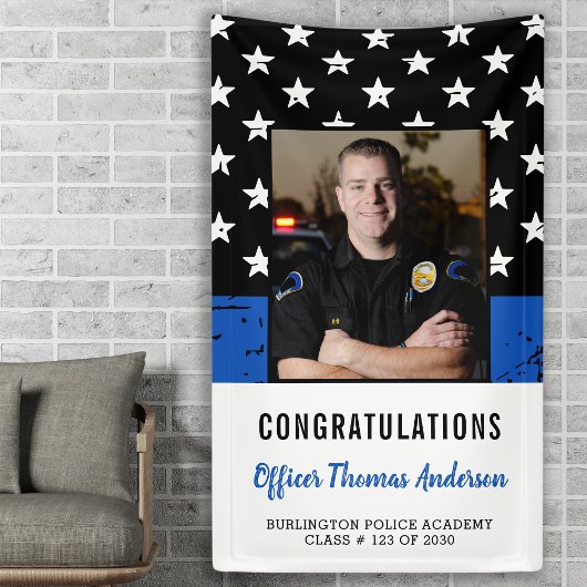 Politieagent Thin Blue Line Graduparty Spandoek