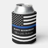 Politieagent Thin Blue Line Happy Retirement Blikjeskoeler (Blikje Voorkant)