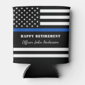 Politieagent Thin Blue Line Happy Retirement Blikjeskoeler (Voorkant)