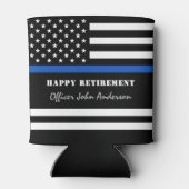 Politieagent Thin Blue Line Happy Retirement Blikjeskoeler (Achterkant)