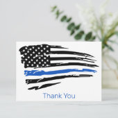Politieagent Thin Blue Line Law Enforcement Bedankkaart (Staand voorkant)