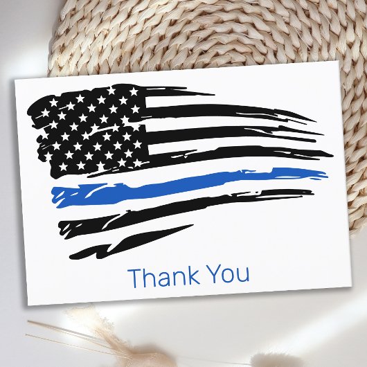 Politieagent Thin Blue Line Law Enforcement Bedankkaart