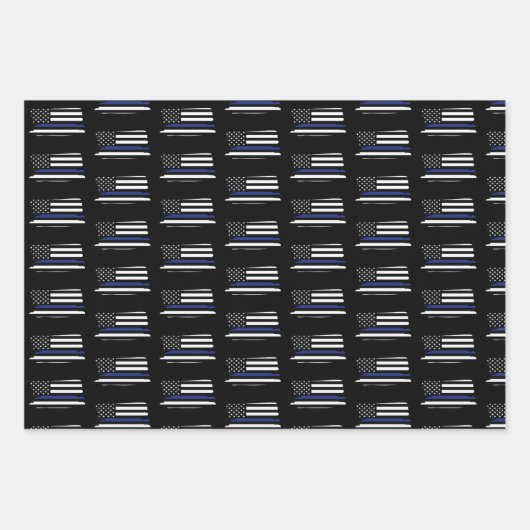 Politieagent Thin Blue Line Law Enforcement Cop Inpakpapier Vel (Voorkant 3)