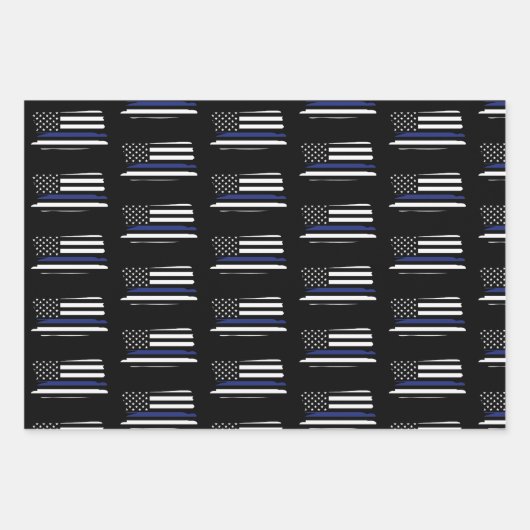 Politieagent Thin Blue Line Law Enforcement Cop Inpakpapier Vel (Voorkant)