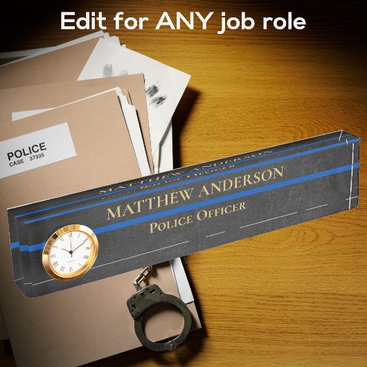 Politieagent Thin Blue Line Sergeant Clock Naambordje