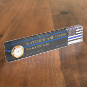 Politieagent Thin Blue Line Sergeant Clock Name Naambordje (Zijkant)