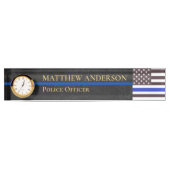Politieagent Thin Blue Line Sergeant Clock Name Naambordje (Voorkant)