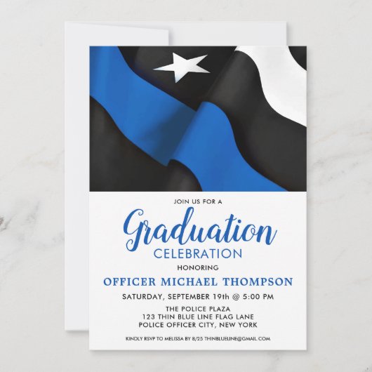 Politieagent Thin Blue Line Vlag Afstuderen Kaart (Voorkant)