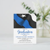 Politieagent Thin Blue Line Vlag Afstuderen Uitnodiging Briefkaart (Staand voorkant)