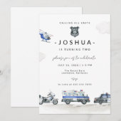 Politieagent van Birthday politieagent politieauto Kaart (Voorkant / Achterkant)